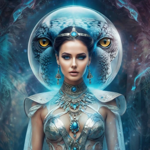 priestess,blue enchantress,fantasy art,fantasy woman,sorceress,the enchantress,fantasy portrait,fantasy picture,zodiac sign libra,ice queen,shamanic,mystical portrait of a girl,the snow queen,shamanism,the zodiac sign pisces,somtum,queen of the night,goddess of justice,mother earth,earth chakra,Photography,Artistic Photography,Artistic Photography 07