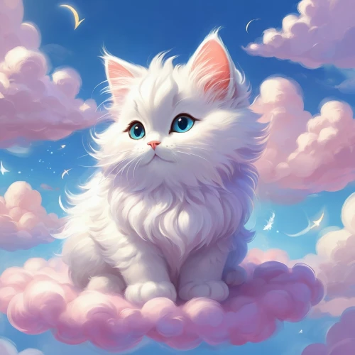 cloud,baby cloud,cumulus nimbus,cumulus,white cat,little clouds,cumulus cloud,white cloud,fluffy diary,nimbus,turkish van,cotton candy,blossom kitten,fluffy,cloud mood,single cloud,fluff,turkish angora,clouds - sky,clouds,Illustration,Realistic Fantasy,Realistic Fantasy 01