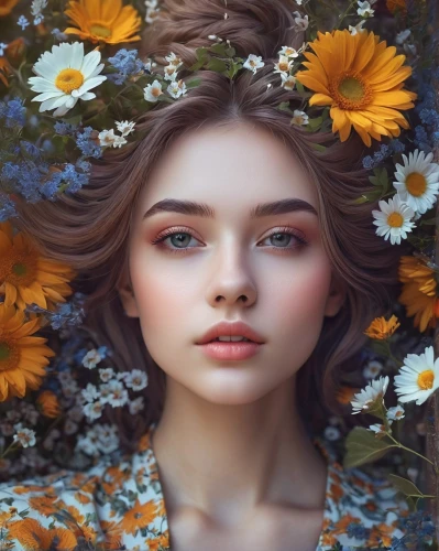 girl in flowers,beautiful girl with flowers,autumn daisy,sun flowers,flower background,daisies,sunflower lace background,girl in a wreath,blooming wreath,wreath of flowers,daisy flowers,floral background,flower girl,sunflower,splendor of flowers,sunflowers,golden flowers,autumn flower,flower fairy,woodland sunflower,Photography,Documentary Photography,Documentary Photography 16