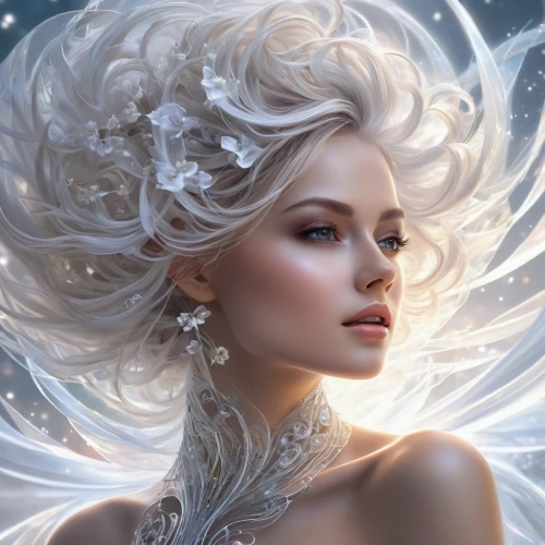 white rose snow queen,the snow queen,ice queen,fantasy portrait,faery,fantasy art,fairy queen,faerie,fantasy picture,fantasy woman,mystical portrait of a girl,eternal snow,ice princess,white lady,white swan,elsa,moonflower,suit of the snow maiden,white beauty,white feather,Conceptual Art,Oil color,Oil Color 03