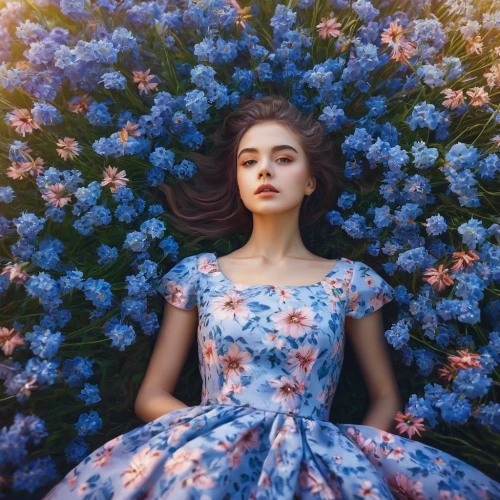 girl in flowers,beautiful girl with flowers,girl in the garden,girl lying on the grass,floral dress,floral,blue daisies,vintage floral,falling flowers,floral background,sea of flowers,field of flowers,floral heart,girl in a wreath,blue flowers,forget-me-not,blue dress,blanket of flowers,meadow,colorful floral,Photography,Documentary Photography,Documentary Photography 16