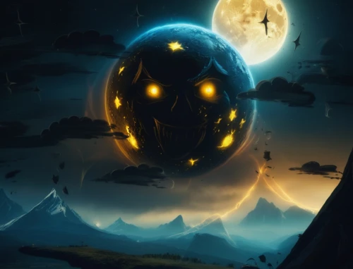 orb,spirit ball,game illustration,moon and star background,lunar,hanging moon,sci fiction illustration,world digital painting,golden egg,big moon,the moon,halloween background,sun moon,game art,moon phase,spheres,owl background,orbs,earth rise,crystal ball,Photography,General,Fantasy