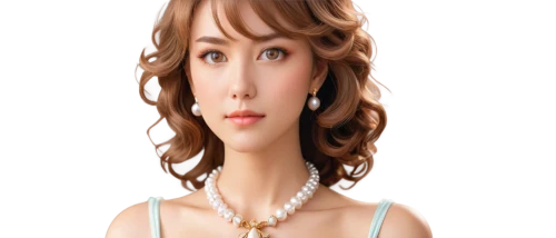 realdoll,3d rendered,female doll,doll's facial features,anime 3d,dress doll,3d model,artificial hair integrations,3d rendering,animated cartoon,princess anna,doll figure,3d figure,3d modeling,model train figure,render,vintage doll,dollhouse accessory,rc model,pearl necklace,Illustration,Japanese style,Japanese Style 03