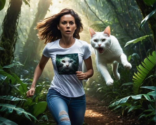 running dog,photoshop manipulation,girl in t-shirt,digital compositing,girl with dog,wild cat,animal sports,puma,photo manipulation,cat warrior,she feeds the lion,dog hiking,animals hunting,dog running,sporting lucas terrier,human and animal,english setter,tshirt,hunting dogs,two running dogs,Photography,General,Realistic