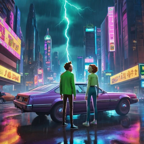 neon arrows,sci fiction illustration,electric,neon ghosts,pedestrians,80s,neon,cyberpunk,cg artwork,pedestrian,electric gas station,neon colors,green light,thunderstorm,elektrocar,neon lights,world digital painting,electric mobility,neon cocktails,futuristic,Photography,General,Realistic