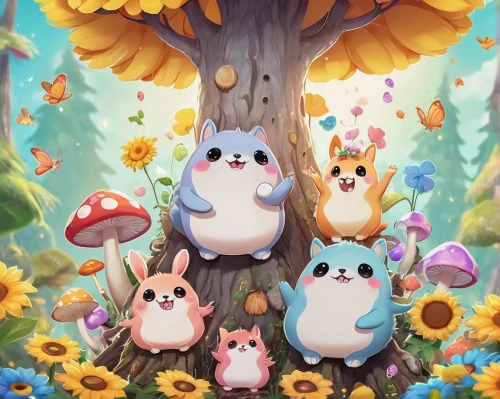 easter background,spring background,fairy forest,cartoon forest,rabbit family,easter banner,easter theme,springtime background,bunnies,easter rabbits,april fools day background,fall animals,kawaii animals,birthday banner background,studio ghibli,spring leaf background,rabbits,children's background,fairy world,flower background,Illustration,Abstract Fantasy,Abstract Fantasy 13