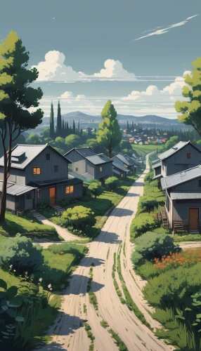 wooden houses,countryside,suburbs,neighborhood,small towns,japan landscape,home landscape,hillside,neighbourhood,outskirts,summer day,roofs,spa town,mountain village,village life,suburb,villages,rural landscape,scenery,alpine village,Conceptual Art,Fantasy,Fantasy 32