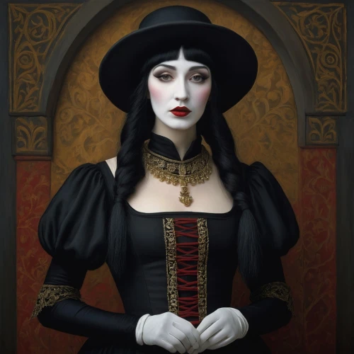 gothic portrait,gothic woman,vampire lady,vampire woman,victorian lady,gothic fashion,fantasy portrait,goth woman,queen of hearts,dita,gothic,widow,black hat,gothic style,portrait of christi,painter doll,lady of the night,the hat of the woman,gothic dress,vampire,Conceptual Art,Daily,Daily 22