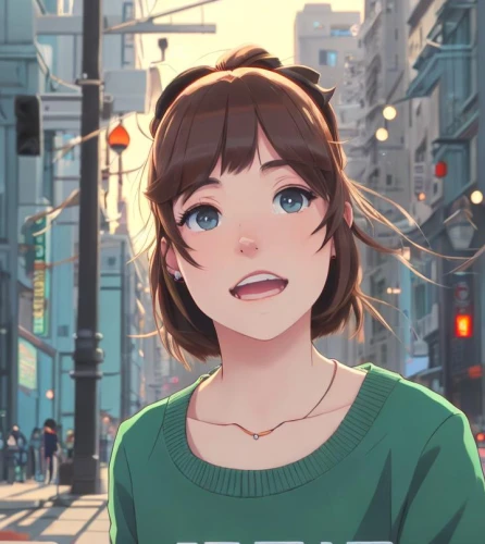 shibuya,city ​​portrait,tokyo city,worried girl,shinjuku,girl portrait,tokyo,hinata,girl with speech bubble,a girl's smile,digital painting,tokyo ¡¡,girl in t-shirt,shibuya crossing,osaka,hong,mako,miku maekawa,looking up,chara,Common,Common,Japanese Manga