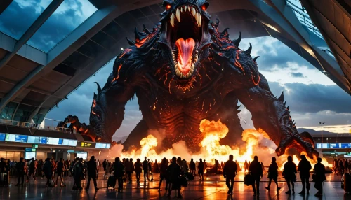 godzilla,the dubai mall entrance,dragon of earth,fire breathing dragon,imax,district 9,dragon fire,wyrm,draconic,mall of indonesia,dragon,black dragon,rides amp attractions,landmannahellir,incheon,dragons,pillar of fire,drago milenario,firebrat,dragon li