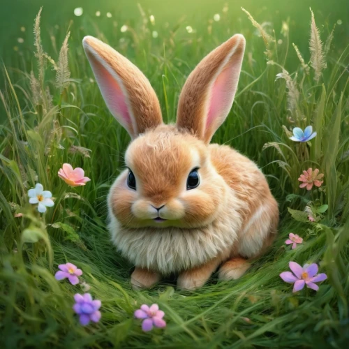 bunny on flower,little bunny,bunny,easter background,little rabbit,dwarf rabbit,brown rabbit,easter theme,baby bunny,easter bunny,peter rabbit,springtime background,bun,spring background,baby rabbit,cute animal,rabbit,no ear bunny,cute animals,flower animal,Illustration,Realistic Fantasy,Realistic Fantasy 02