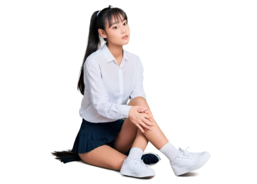 school uniform,knee-high socks,school skirt,girl on a white background,girl sitting,anime japanese clothing,schoolgirl,azusa nakano k-on,nurse uniform,sports uniform,long socks,white boots,school clothes,martial arts uniform,cheerleading uniform,women's socks,girl with cereal bowl,sitting on a chair,japanese idol,ayu,Art,Classical Oil Painting,Classical Oil Painting 32