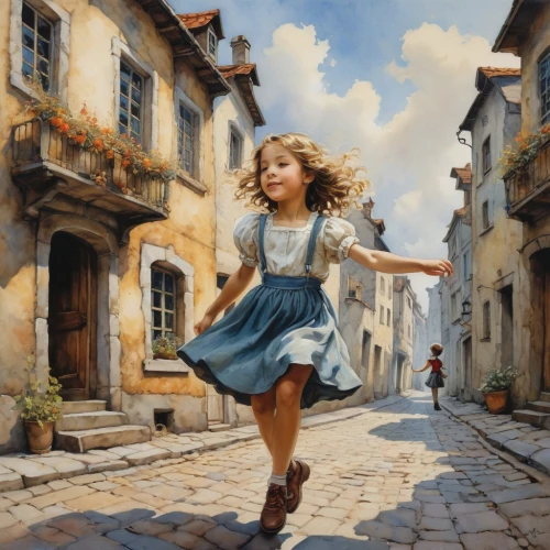 little girl in wind,little girl running,little girl twirling,flying girl,girl walking away,little girls walking,little girl with balloons,little girl in pink dress,girl in a historic way,girl with bread-and-butter,leap for joy,girl and boy outdoor,world digital painting,girl in a long,little girl ballet,girl picking flowers,a girl in a dress,child playing,girl with a wheel,pedestrian,Illustration,Paper based,Paper Based 29