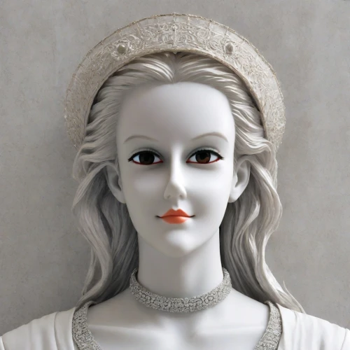 the angel with the veronica veil,the prophet mary,white lady,weeping angel,artist's mannequin,woman sculpture,angel figure,porcelaine,doll's facial features,mary 1,decorative figure,statuette,articulated manikin,female doll,doll figure,figurine,jesus figure,doll's head,flower crown of christ,caryatid,Photography,Realistic