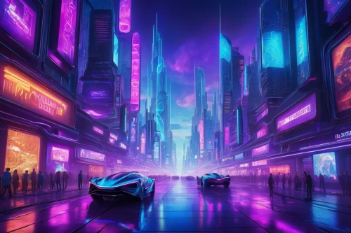 futuristic landscape,cyberpunk,futuristic,colorful city,cityscape,fantasy city,ultraviolet,shinjuku,tokyo city,3d car wallpaper,vapor,shanghai,purple wallpaper,dusk background,metropolis,tokyo,4k wallpaper,neon arrows,neon lights,would a background,Art,Artistic Painting,Artistic Painting 20