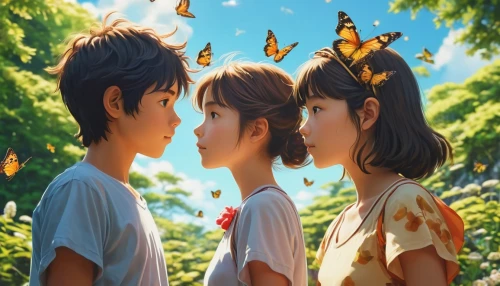 butterflies,girl and boy outdoor,butterfly day,butterfly background,studio ghibli,moths and butterflies,cupido (butterfly),ulysses butterfly,boy and girl,white butterflies,butterfly,cute cartoon image,butterfly green,chasing butterflies,butterfly effect,clove garden,two-point-ladybug,anime cartoon,little boy and girl,vanessa (butterfly),Photography,General,Realistic