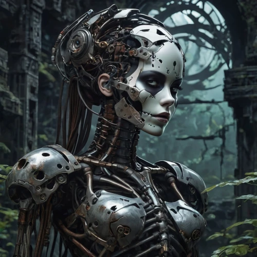 biomechanical,cyborg,cybernetics,humanoid,endoskeleton,the enchantress,sci fi,cyberpunk,scifi,dryad,streampunk,dark elf,robotic,artificial intelligence,exoskeleton,mechanical,alien warrior,neottia nidus-avis,artemisia,valerian,Conceptual Art,Fantasy,Fantasy 34