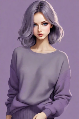 fashion vector,mauve,lilac,purple lilac,fashion doll,pale purple,sweater,purple dahlia,purple background,light purple,california lilac,digital painting,la violetta,gradient mesh,lavender,lilacs,fashion dolls,violet,common lilac,female doll,Digital Art,Character Design