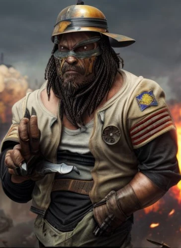 barbarian,mercenary,pubg mascot,raider,dwarf sundheim,combat medic,warlord,renascence bulldogge,dane axe,miner,renegade,viking,pirate,war veteran,admiral von tromp,scrap dealer,dead earth,vietnam veteran,patriot,fury,Realistic,Movie,Warzone