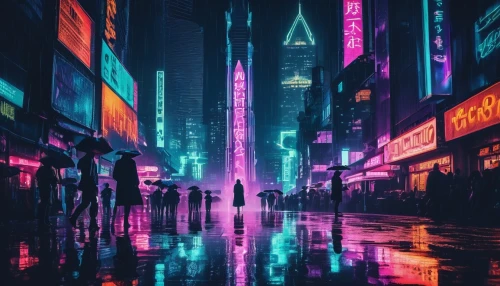 cyberpunk,shinjuku,tokyo city,tokyo,colorful city,shanghai,metropolis,taipei,futuristic,ultraviolet,hong kong,vapor,shibuya,dystopian,neon arrows,neon,cityscape,neon ghosts,fantasy city,kowloon,Illustration,Realistic Fantasy,Realistic Fantasy 46