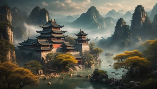 chinese temple,chinese architecture,fantasy landscape,asian architecture,chinese art,forbidden palace,chinese clouds,chinese background,guilin,china,yunnan,world digital painting,ancient city,guizhou,wuyi,fantasy picture,shanghai,oriental,nanjing,zhangjiajie,Photography,General,Fantasy