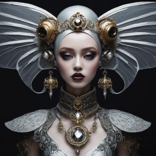 baroque angel,fantasy portrait,fantasy art,faery,dark angel,gothic portrait,priestess,faerie,fairy queen,queen of the night,adornments,the enchantress,mystical portrait of a girl,archangel,black angel,oriental princess,steampunk,porcelain dolls,the angel with the veronica veil,gothic fashion,Photography,Artistic Photography,Artistic Photography 12