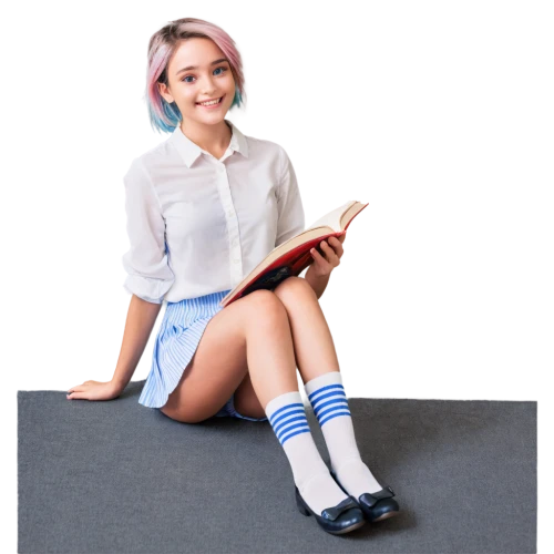 knee-high socks,bookworm,girl studying,striped socks,librarian,bookmark,e-book readers,schoolgirl,reading,e-reader,girl with speech bubble,ereader,long socks,e-book,youth book,bookmarker,school uniform,book,book glasses,piko,Illustration,Paper based,Paper Based 04