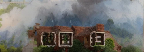 house painting,wall painting,panoramical,weeping willow,house in mountains,home landscape,church painting,villa,model house,mural,creepy house,escher village,house in the forest,woman house,miniature house,house wall,frederic church,glass painting,house with lake,house in the mountains,Realistic,Foods,None