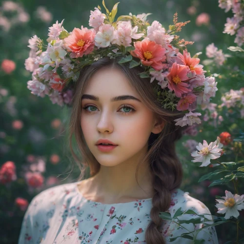 beautiful girl with flowers,girl in flowers,girl in a wreath,flower crown,spring crown,flower fairy,blooming wreath,floral wreath,flower hat,wreath of flowers,flower girl,flower wreath,flower garland,mystical portrait of a girl,flower crown of christ,girl picking flowers,spring blossom,romantic portrait,garden fairy,girl in the garden,Photography,Documentary Photography,Documentary Photography 16