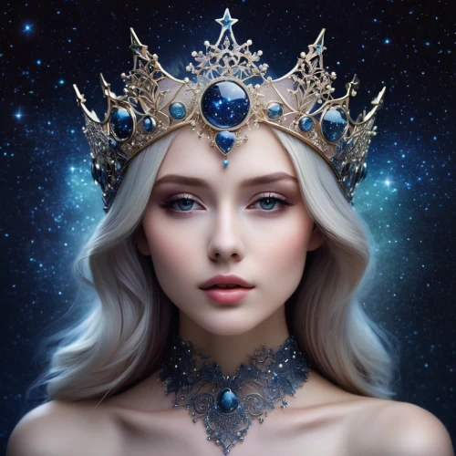 queen of the night,blue enchantress,zodiac sign libra,the snow queen,horoscope libra,ice queen,diadem,fairy queen,zodiac sign gemini,crown render,fantasy portrait,queen crown,sapphire,imperial crown,princess crown,the zodiac sign pisces,fantasy art,blue moon rose,blue star,white rose snow queen,Illustration,Realistic Fantasy,Realistic Fantasy 15