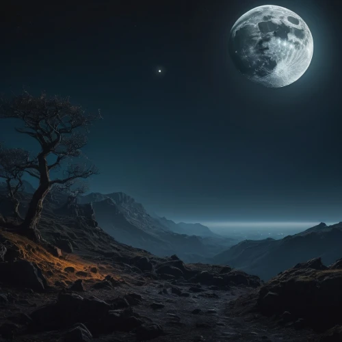 lunar landscape,moonlit night,moonscape,fantasy landscape,moon and star background,moonlit,moon valley,valley of the moon,fantasy picture,moonlight,moon at night,moons,night scene,moon and star,moon photography,moon night,blue moon,landscape background,moonrise,the moon,Photography,General,Fantasy