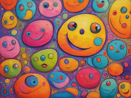 smilies,smileys,multicolor faces,colorful balloons,happy faces,smilie,pac-man,emoji balloons,emojis,smiley fries,emoji,smiley emoji,pacman,colored pencil background,psychedelic art,friendly smiley,hippie fabric,smiley,ecstatic,acid,Illustration,Realistic Fantasy,Realistic Fantasy 30