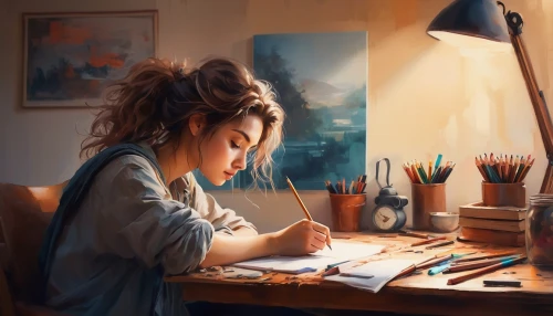 girl studying,girl drawing,world digital painting,illustrator,digital painting,study,painting technique,artist portrait,artist,art painting,table artist,digital art,writing-book,photo painting,girl portrait,hand digital painting,drawing course,meticulous painting,beautiful pencil,girl at the computer,Conceptual Art,Oil color,Oil Color 03