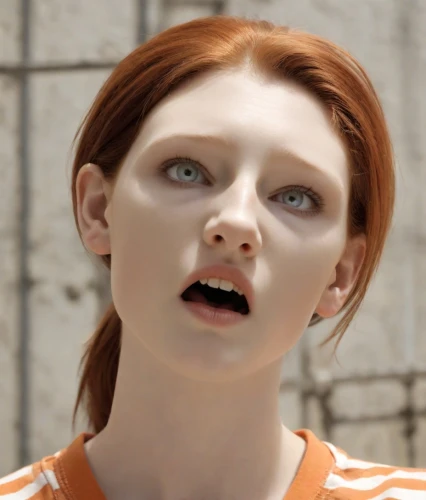 a wax dummy,orange,realdoll,cgi,clary,clementine,rendering,doll's facial features,tilda,gingerman,ginger rodgers,character animation,articulated manikin,scared woman,orangina,emogi,fallout4,half orange,murcott orange,the girl's face,Photography,Natural