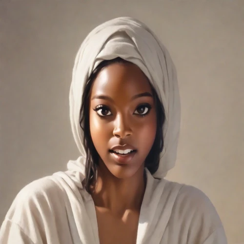 african woman,african american woman,headscarf,nigeria woman,girl in cloth,beautiful african american women,girl with cloth,bonnet,laundress,oil painting on canvas,beautiful bonnet,islamic girl,muslim woman,woman portrait,young woman,oil painting,black woman,digital painting,women's cosmetics,natural cosmetics,Photography,Cinematic