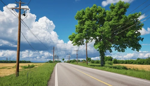 country road,telephone poles,overhead power line,powerlines,rural landscape,power pole,landscape background,telephone pole,power lines,power line,tree lined lane,road,background view nature,empty road,the road,row of trees,roads,isolated tree,roadside,electricity pylons,Photography,General,Realistic