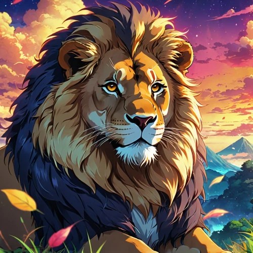 forest king lion,king of the jungle,lion,african lion,lion father,skeezy lion,male lion,leo,panthera leo,zodiac sign leo,lion number,masai lion,lion white,female lion,lion - feline,lion head,growth icon,lion's coach,felidae,kyi-leo,Illustration,Japanese style,Japanese Style 03