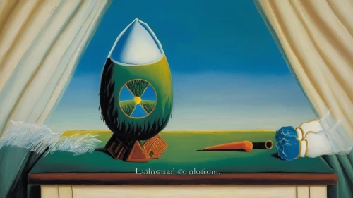 nuclear weapons,rocketship,supersonic aircraft,atomic age,surrealism,supersonic transport,nuclear power,ballistic missile submarine,dali,missile,brauseufo,surrealistic,turbine,cd cover,trident,parabolic mirror,el salvador dali,message in a bottle,nuclear bomb,jet plane,Art,Artistic Painting,Artistic Painting 06