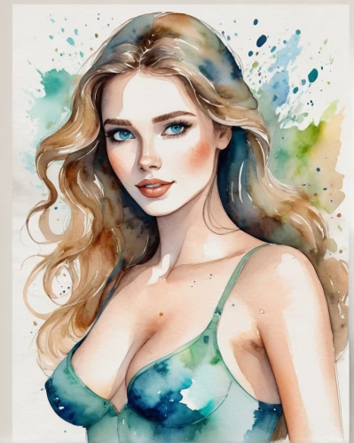 watercolor pin up,watercolor women accessory,watercolor mermaid,watercolor blue,watercolor paint,watercolor background,watercolor,watercolor painting,fashion illustration,watercolors,water colors,watercolor pencils,water nymph,water color,poison ivy,elsa,mermaid vectors,fantasy portrait,girl drawing,virgo,Illustration,Paper based,Paper Based 25