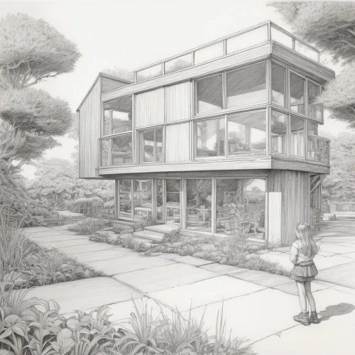 house drawing,garden elevation,mid century house,modern house,residential house,dunes house,cubic house,timber house,smart house,eco-construction,two story house,frame house,architect plan,house shape,ruhl house,housebuilding,archidaily,core renovation,3d rendering,renovation,Illustration,Black and White,Black and White 06