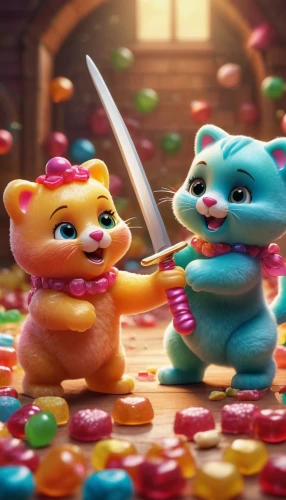 gummybears,sword fighting,gummy bears,the festival of colors,3d fantasy,battle,ice bears,gummies,an argument over toys,water fight,candy cauldron,orbeez,the bears,gummi candy,sweet and sour,bonbon,friendly punch,candy crush,lego pastel,fight,Photography,General,Cinematic