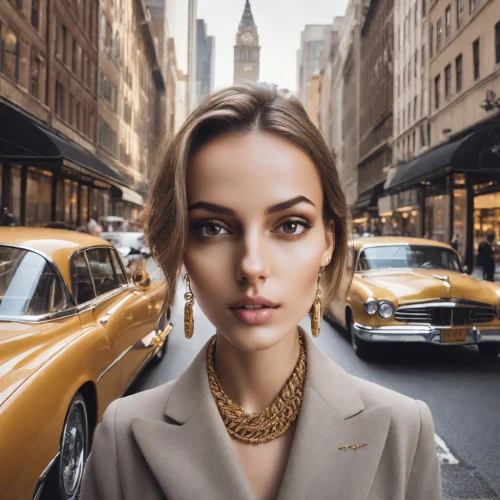 jewelry（architecture）,gold jewelry,buick y-job,city ​​portrait,new york streets,wallis day,jewelry store,jewelry,business woman,business girl,businesswoman,fashion street,bussiness woman,luxury accessories,elegance,woman in menswear,cartier,model beauty,gold business,collar,Photography,Realistic