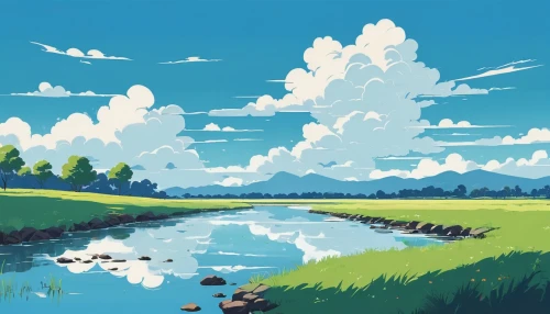 landscape background,river landscape,salt meadow landscape,small landscape,freshwater marsh,meadow landscape,swampy landscape,wetlands,nature landscape,marsh,wetland,high landscape,tidal marsh,landscape,background vector,dutch landscape,rural landscape,natural landscape,plains,brook landscape,Illustration,Japanese style,Japanese Style 06