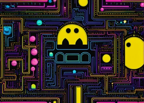 neon ghosts,halloween wallpaper,halloween background,mobile video game vector background,pacman,halloween ghosts,pac-man,cyber,ghost background,cyberspace,circuitry,retro background,scroll wallpaper,retro halloween,cartoon video game background,crayon background,retro pattern,ghosts,ghost pattern,lemon wallpaper,Illustration,Retro,Retro 23