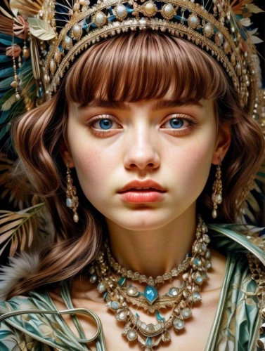 fantasy portrait,cleopatra,mystical portrait of a girl,ancient egyptian girl,fantasy art,faery,baroque angel,thracian,celtic queen,cepora judith,miss circassian,girl in a historic way,warrior woman,world digital painting,faerie,fairy queen,headdress,the carnival of venice,priestess,fairy tale character