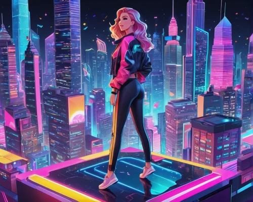 nerve,neon lights,80s,cyberpunk,metropolis,neon light,futuristic,colorful city,city trans,miami,superhero background,birds of prey-night,80's design,cyber,neon,cg artwork,ann margarett-hollywood,jacket,neon human resources,city lights,Unique,3D,Isometric