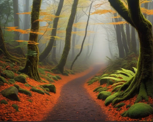 germany forest,foggy forest,autumn forest,forest path,fairytale forest,autumn fog,forest road,the mystical path,fairy forest,beech forest,forest of dreams,enchanted forest,forest floor,deciduous forest,holy forest,hiking path,forest landscape,bavarian forest,forest glade,elven forest,Art,Classical Oil Painting,Classical Oil Painting 39