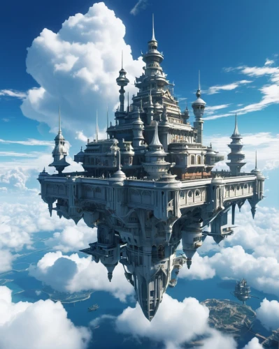 3d fantasy,fantasy city,fantasy world,airships,sky space concept,floating island,sky apartment,atlantis,futuristic landscape,sea fantasy,skycraper,fantasy picture,sky city,fantasy landscape,chinese clouds,cloud image,airship,dream world,fractal environment,very large floating structure,Photography,General,Realistic