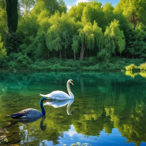 giverny,swan lake,the danube delta,swan on the lake,danube delta,swan pair,background view nature,green landscape,trumpeter swans,canadian swans,beautiful lake,nature landscape,water fowl,white swan,trumpeter swan,landscape nature,swan boat,spring nature,green trees with water,swan