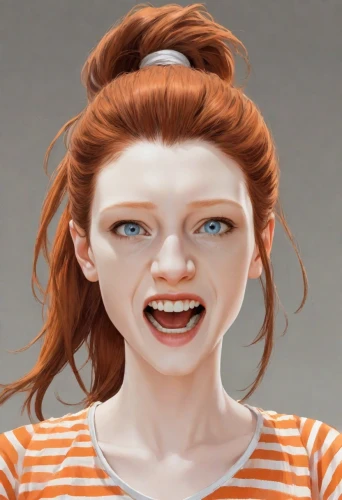 a girl's smile,the girl's face,clementine,girl portrait,redhead doll,girl with cereal bowl,portrait of a girl,portrait background,woman face,gingerman,pippi longstocking,woman's face,cinnamon girl,redheads,orange,natural cosmetic,lilian gish - female,custom portrait,ginger rodgers,grin,Digital Art,Comic